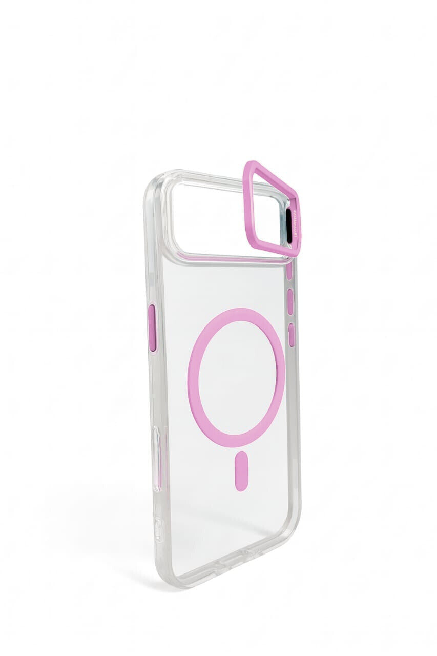 Transparent MagSafe Compatible Case for IPhone 17 Air with Metal Camera Ring (PINK)