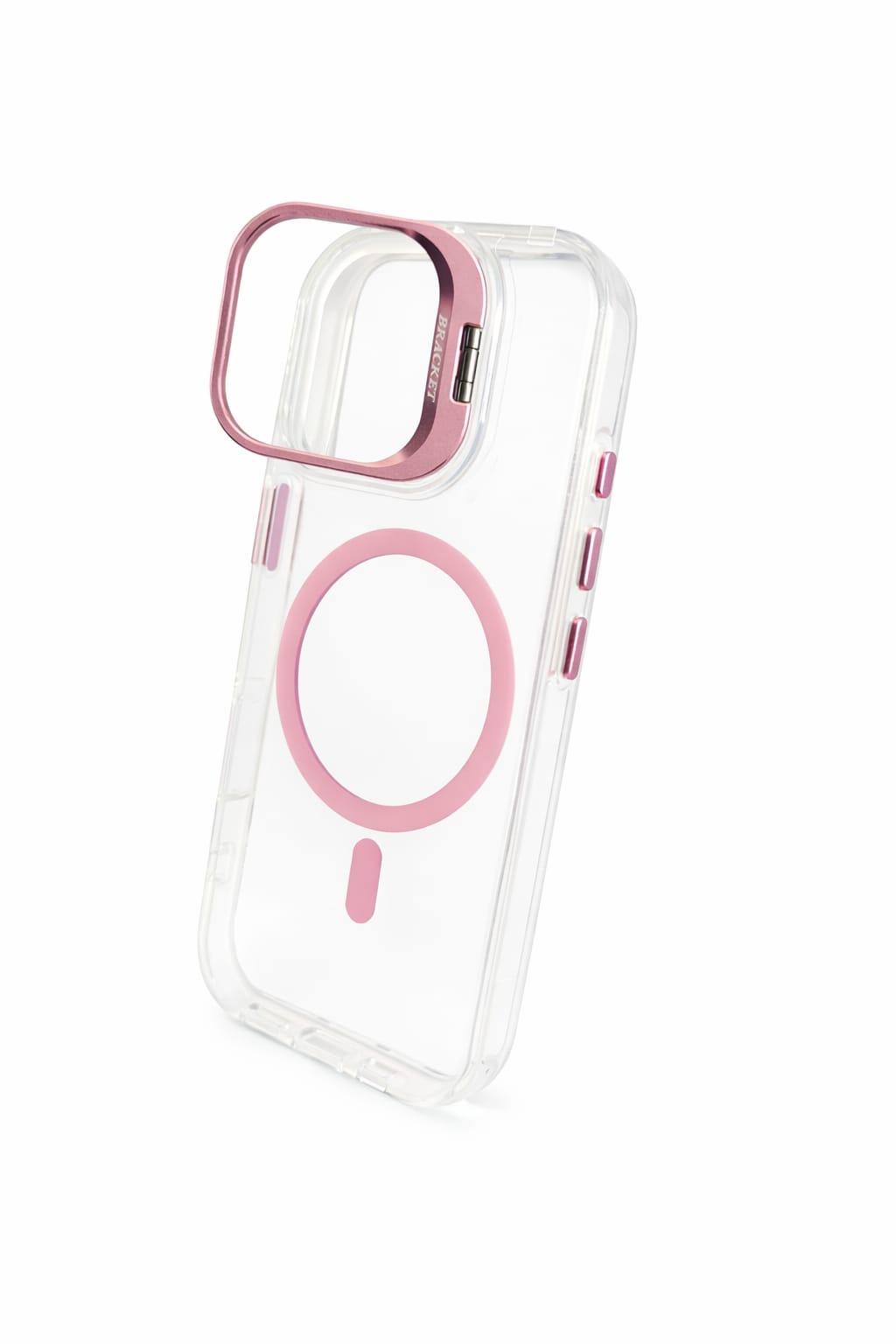 Transparent MagSafe Compatible Case for IPhone 17 with Metal Camera Ring (PINK)