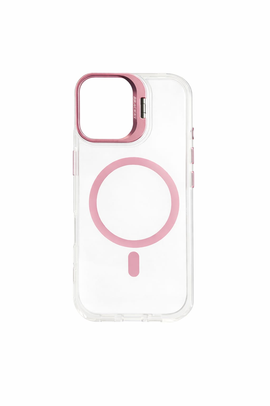 Transparent MagSafe Compatible Case for IPhone 17 with Metal Camera Ring (PINK)
