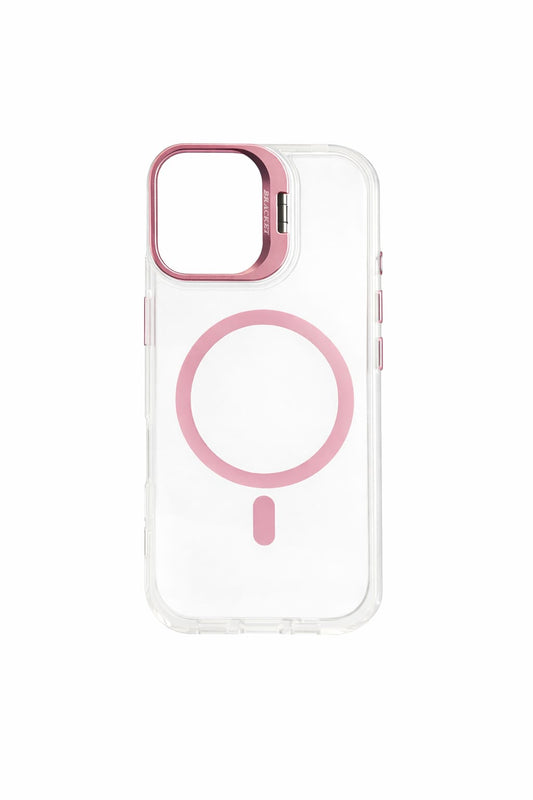 Transparent MagSafe Compatible Case for IPhone 17 with Metal Camera Ring (PINK)