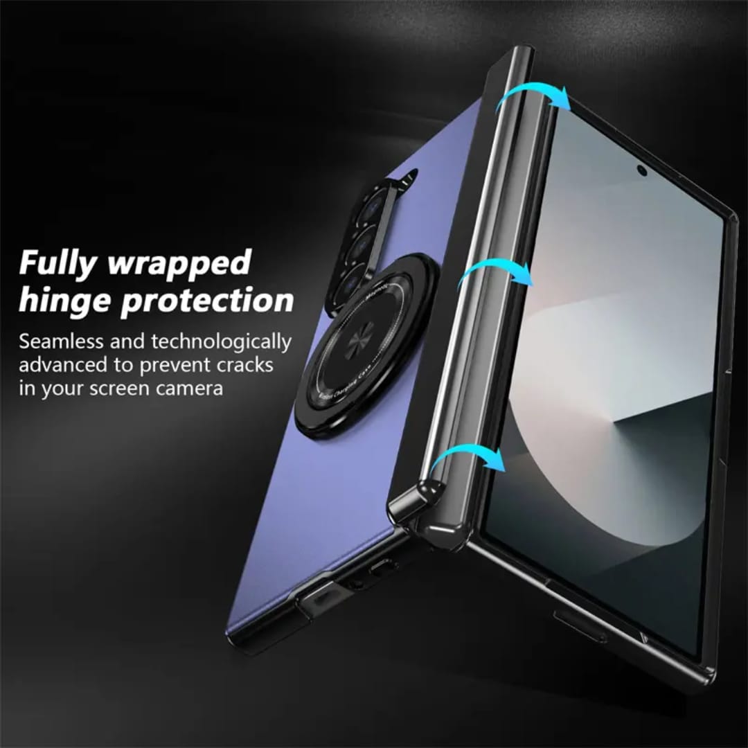 Compatible with Samsung Galaxy Z Fold 5 Magnetic Case with 360° Ring Holder & Hinge Protection | PURPLE