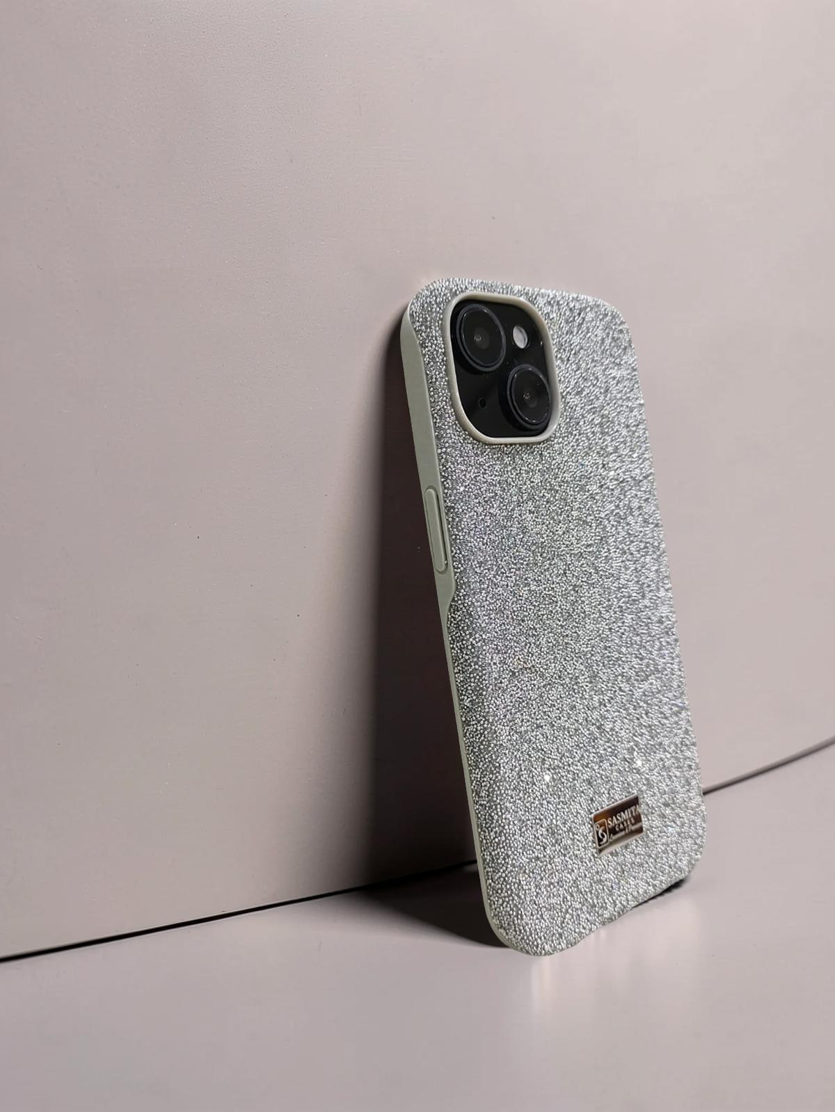 Compatible with IPhone 15 Luxury Silver Glitter Protective Case