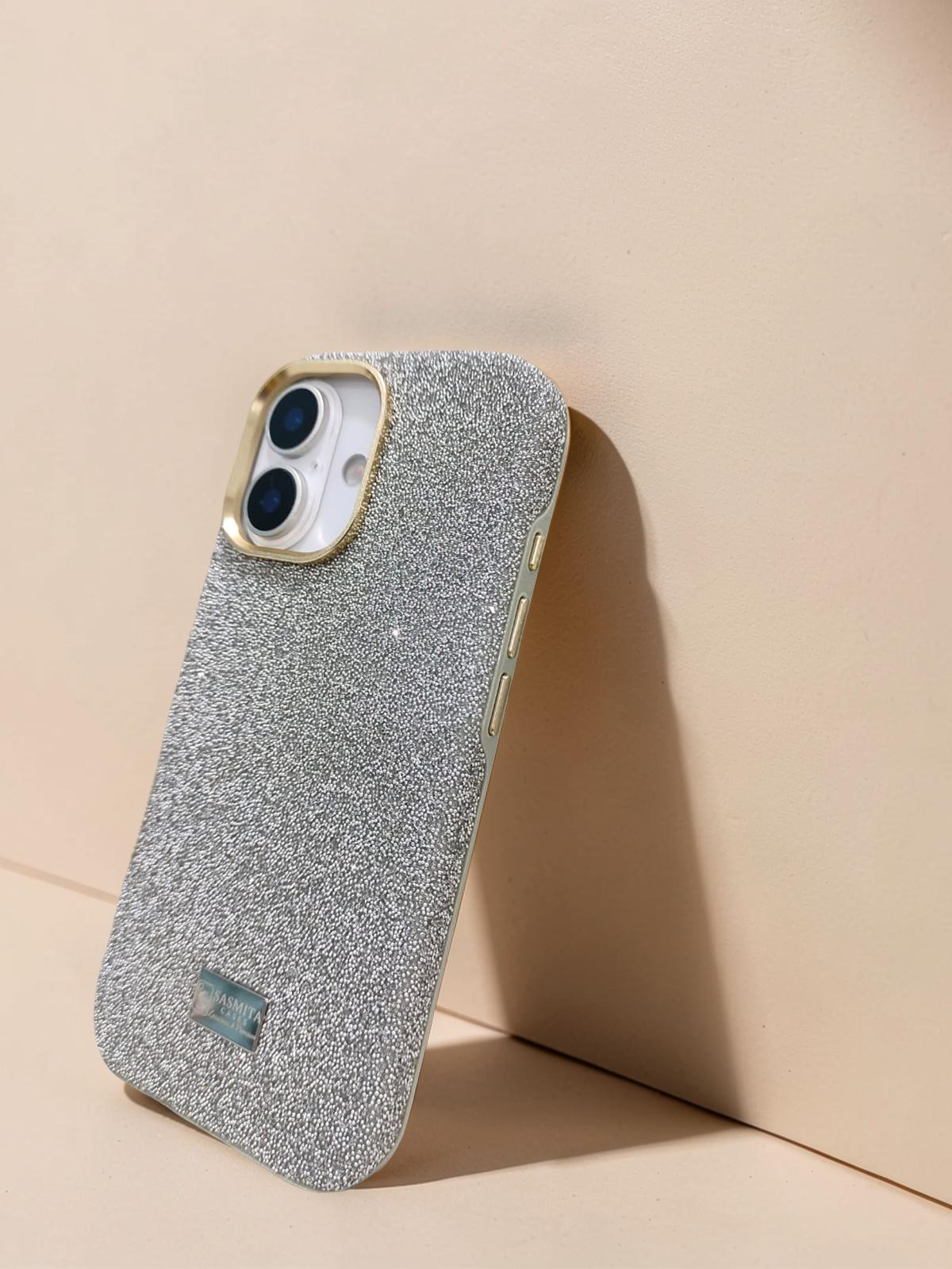 Compatible with IPhone 16 Plus Luxury Silver Glitter Protective Case