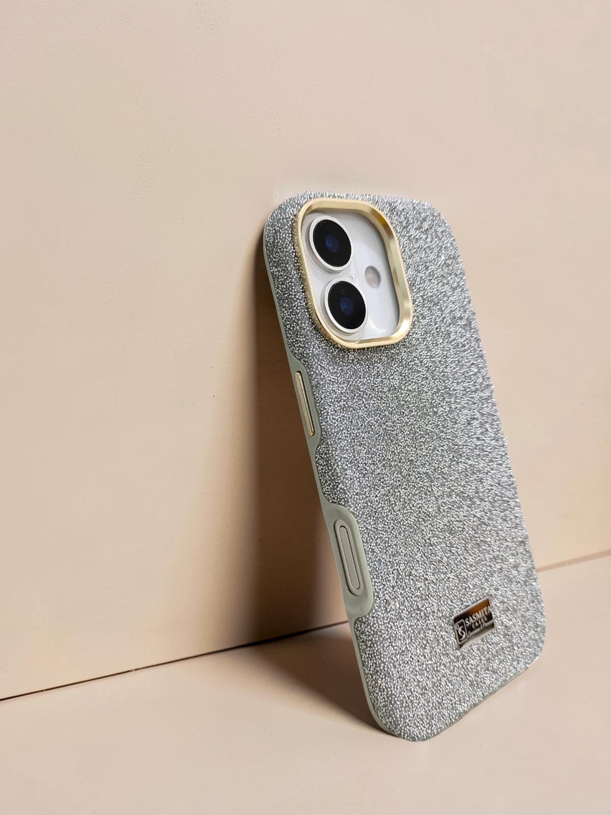 Compatible with IPhone 16 Plus Luxury Silver Glitter Protective Case